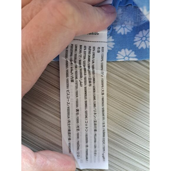 New Abercrombie & Fitch Womens Blue Floral Linen Blend Elastic Waist Shorts XS - Picture 9 of 11